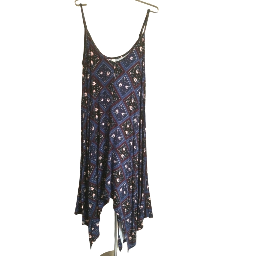 Francesca's Navy Floral Print Tank Sundress